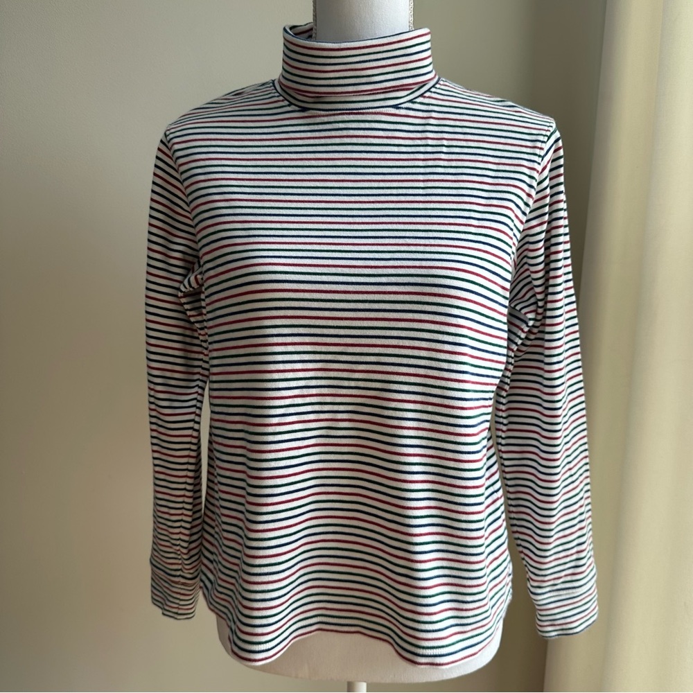 L.L. Bean Women’s Striped Long Sleeve Turtleneck Top Size Large Reg‎